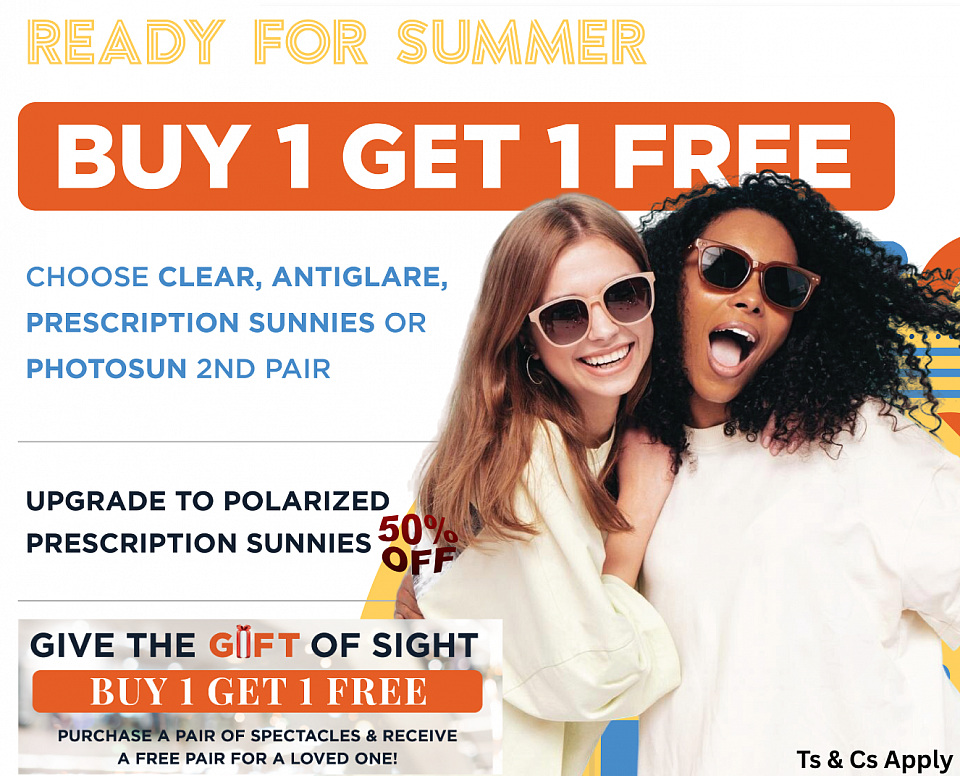 Buy 1 Get 1 Free | Upgrade to Polarized Sunnies at 50% off | Give your 2nd pair to a friend or family member | Valid until 31 March 2026